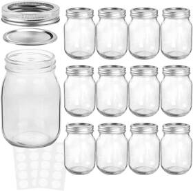 Kamota 659499317771 Mason Jars 16 Oz With Regular Lids And Bands Ideal For 12 Pack Clear