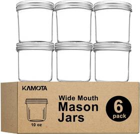 Kamota 824006792857 Wide Mouth Mason Jars 10 Oz 10oz 6 Count Pack Of 1 Clear