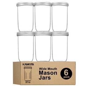 Kamota 824007199747 Wide Mouth Mason Jars 22 Oz With Lids And Bands Ideal For