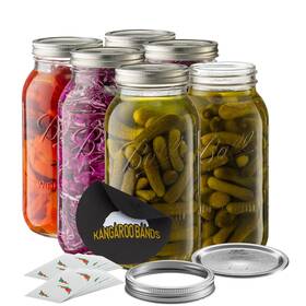 6-jars Kangaroobands 68100z Wide Mouth Canning Jars Kit 64 Oz Mason And Lids