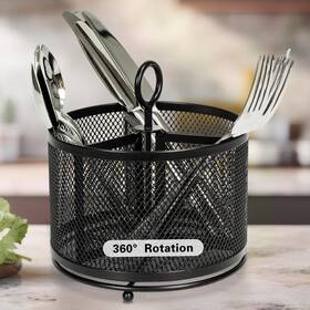 Kl-hk-230903-02 Karlliu Metal Utensil Holder Silverware Cutlery Caddy For Kitchen Countertop Rotating Kl-hk-230903-02 Karlliu Metal Utensil Holder Silverware Cutlery Caddy For Kitchen Countertop Rotating