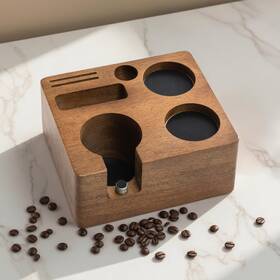 Kawbiyj 717331947668 Espresso Tamping Station 54mm Walnut Portafilter Holder Organizer