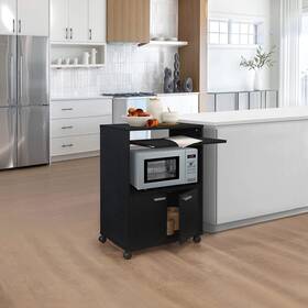 Kbd-k6446-bl Kb Designs - Black Microwave Kitchen Cart With 2 Doors And Shelf For Kbd-k6446-bl Kb Designs - Black Microwave Kitchen Cart With 2 Doors And Shelf For