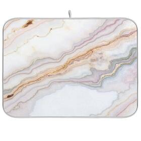 Kcldeci 883347753774 Pink White Marble Dish Drying Mat Drainer Rack Pad Kitchen Count