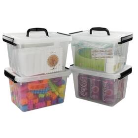 8001-c Kekow 6 L Clear Storage Box Plastic Latch With Black Handle 4-p