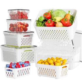 Lsl05p Kemethy 5 Pack Fruit Storage Containers For Fridge With Removable Colanders - Food St