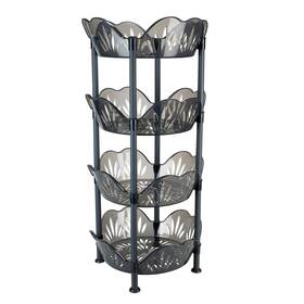 Kennedy International Inc. 633125248059 Kitchen Details 4 Tier Large Basket Shelf Grey 15.35 Inch X 32.28