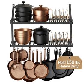 Kur528s88bk20250618 Kes 150 Lb High-capacity Pot Rack Wall Mounted With Lid Holder 34 Inch H Kur528s88bk20250618 Kes 150 Lb High-capacity Pot Rack Wall Mounted With Lid Holder 34 Inch H