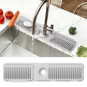 Kicthmap 717839836525 24 Inch Upgraded Draining Mat Folding Faucet For Light Grey