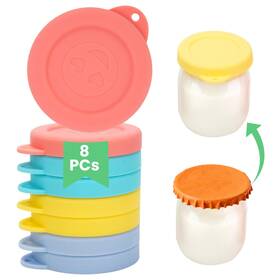 Kckbjar-pets8p Kiicii 8 Pcs Jar Lids Silicone For Petit Pot Pudding 4oz Dessert Multicolor