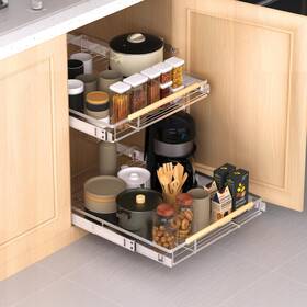 Hcl0506 Kikibro Expandable Pull Out Drawer Cabinet Organizer Adjustable Width Bottom-mounted Hcl0506 Kikibro Expandable Pull Out Drawer Cabinet Organizer Adjustable Width Bottom-mounted