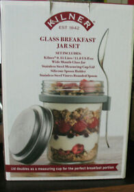 0025.899 Kilner Glass Breakfast Jar 11.8 Fl Oz Lid Spoon For Overnight Oatmeal