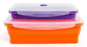 Kh-205b Kitchen Home 734869223309 Thin Bins Collapsible Containers Set Of 2 Extra Large Rectangle Silicone