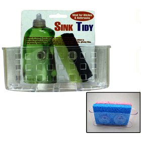 Kitchen Sink Caddy Organizer Sponge Dish Brush Holder Suction Cup Clear Plastic