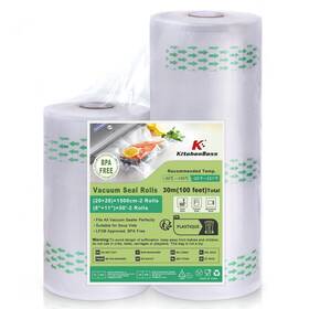 G202815001 Kitchenboss Vacuum Sealer Bags For Food 2 Pack 1 Roll 11 Inch X 50ft And 8 Comm