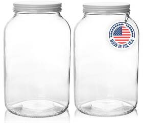 Kitchentoolz 739312947962 1 Gallon Glass Jar With Lid Wide Mouth Large For