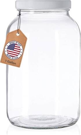 Kitchentoolz 739312947979 1-gallon Wide Mouth Glass Large Jar With Airtight Lid Clear