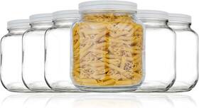 Kitchentoolz 739312949645 6 Pack-half Gallon Glass Mason Jar Wide Mouth With White Lid