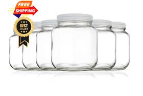 Kitchentoolz 739312949720 Half Gallon Glass Mason Jar Wide Mouth With Airtight Metal Lid - Safe White