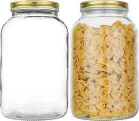 Kitchentoolz 739312950351 2 Pack - 1 Gallon Glass Mason Jar Wide Mouth Gold Lid