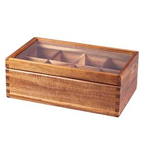 Kt-box01 Kiteiscat 197644884056 Acacia Wood Tea Organizer Box - 8 Compartments Multi-functional Bag Stor