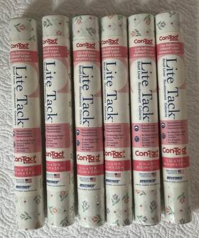 Kittrich Corp. 090444053663 Lot Of 6 Con-tact Inch Lite Tack Floral Adhesive Shelf Drawer Liner Paper