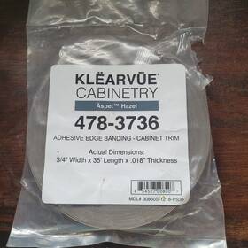478-3736 Klearvue Cabinetry 854527008007 Cabinet Trim Adhesive End Banding Aspet Hazel 3/4in X 35ft