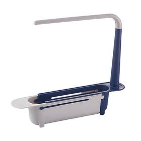 Kleoad 716849898448 Adjustable Sink Organizer Tray 2-in-1 Expandable Basket Sponge And Soap Holde