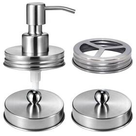 Komashr Cza-1 Mason Jar Bathroom Accessories Lids Set 4pcs -jars Not Included -soap Dispen