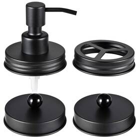 Lid913 Komashr Mason Jar Bathroom Accessories Lids Set 4pcs - Jars Not Included Soap Disp