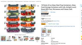 Gb64010grey  Komuee 10 Packs 22 Oz Glass Meal Prep Containers Food Storage