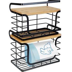 Tbh-01 Koncifun 2 Pack Trash Bag Holder With Bamboo Top And Guardrail Wall Mount Stackable St