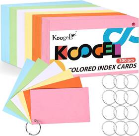 Hkl2591 Koogel 3 X 5 Index Cards With Ring 300pcs Blank Colored Flash Medium Multi
