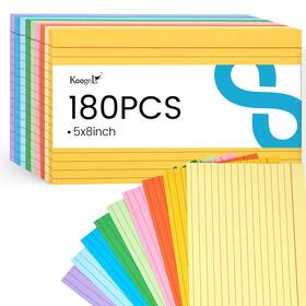 Hkl2678 Koogel 180pcs Large Colored Index Cards 5x8 Inch Lined Neon Multi Hkl2678 Koogel 180pcs Large Colored Index Cards 5x8 Inch Lined Neon Multi