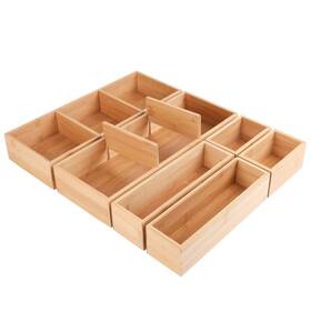 Bs237 Kootek 6 Pcs Bamboo Drawer Organizer Utensil Tray Kitchen Storage Box 3-size