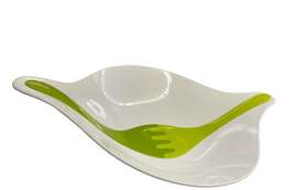 3692820 Koziol Ideas For Friends Gmbh Leaf Salad Bowl With Green Cutlery 22 Inch 3/4 Large Inches