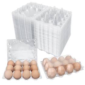 12-grids Kuklipjim 100 Pack Bulk Egg Cartons Clear Plastic Chicken Holders Tray Carton