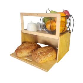 Kh-bb-01 Kurahouse Bamboo Bread Box With Sliding Lid Large Transparent Windo