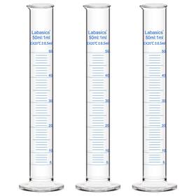 Lb-cylinder-50ml-3pk-glass Labasics 843798189164 3-pack Borosilicate Glass 50 Ml Heavy Wall Graduated Cylinder Measur