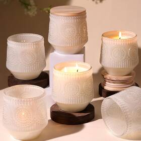 Xz003 Lamorgift 6 Pack Milky White Candle Jars For Making Candles- Large 13.5oz Gla