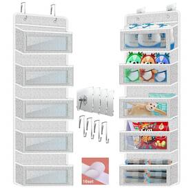 Landbeauty 744252053666 2 Pack 5-shelf Hanging Shelves Over The Door Organizer Wall Mount Storage Bag