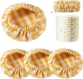 1013850 Lasuroa 4pcs Cloth Covers For Sourdough Starter Jar Plaid Cotton M Yellow