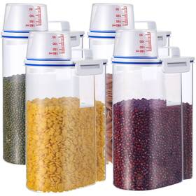 Cq-lauwell-104 Lauwell Rice Storage Bin 4 Pcs Cereal Containers Dispenser With Measuring Cup Plastic Cq-lauwell-104 Lauwell Rice Storage Bin 4 Pcs Cereal Containers Dispenser With Measuring Cup Plastic