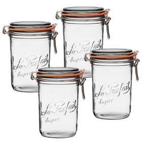 Le Parfait 250269404164 Super Terrine Jar 32oz/quart Pack Of 4 1l French Glass Ai