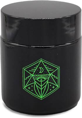 1114 Leaf-way 195893066421 Small Tinted Glass Storage Jar And Lid With Painted 2.9x2.25 Inches Black 1114 Leaf-way 195893066421 Small Tinted Glass Storage Jar And Lid With Painted 2.9x2.25 Inches Black