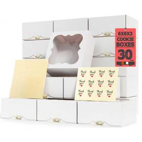 Fk-ke-148 Leafiew 30 Pack 6x6x3 Bakery Boxes With Window Small Cookie For Gift Givin