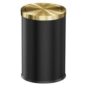 110x-b Leasylife 9l/2.4gal Black Bathroom Trash Can Gold Small With Lid Garbage Cans