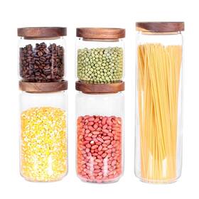 L-xsm5 Leaves And Trees Y Glass Canisters Set Of 5 For The Kitchen Storage Container Jars With A