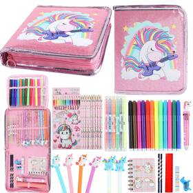 Lolcc01 Leeche Fruit Scented Markers Set 44 Pcs Filled Stationery With Unicorn Pencil Case A