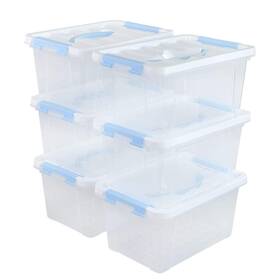 Leendines 737269782360 6 Packs Quart Clear Plastic Storage Container Box Bins With Lids/latches Cl